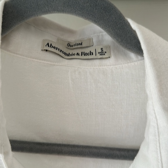 A&F Oversized Linen Shirt White - Picture 2 of 3